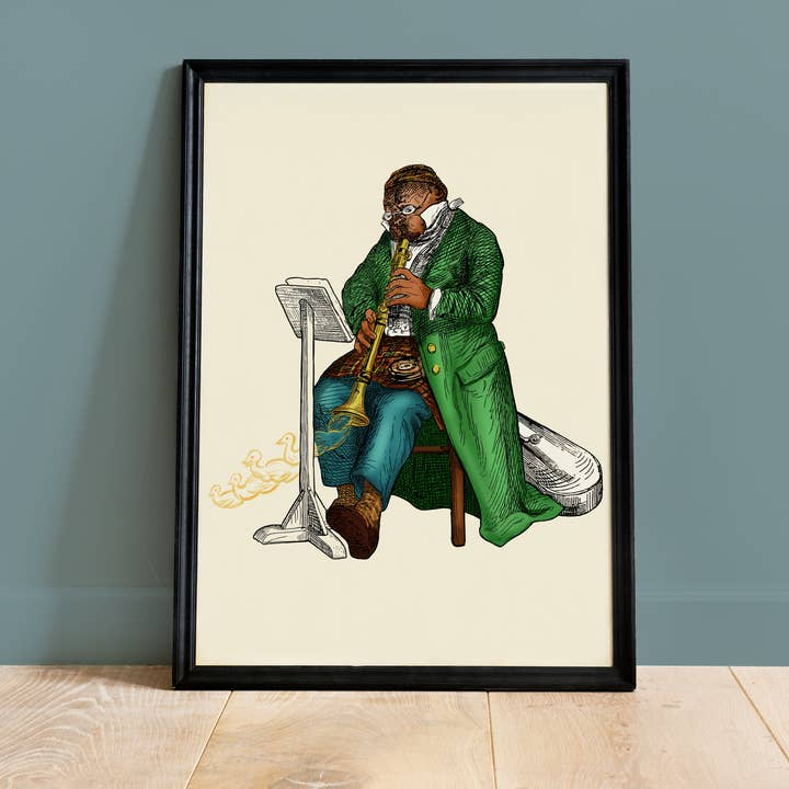 Poster Musician Portrait Clarinet Animals for wholesale by Colette de B.