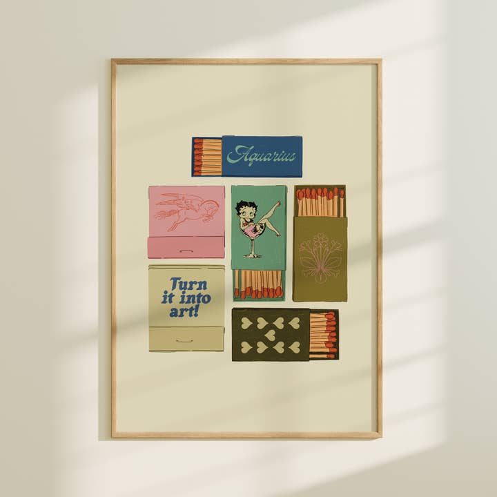 Artbaby & Co. - Vente Affiche d'art - Impressions de carnets d'allumes/boîtes d'allumettes d'inspiration vintage Zodiac6
