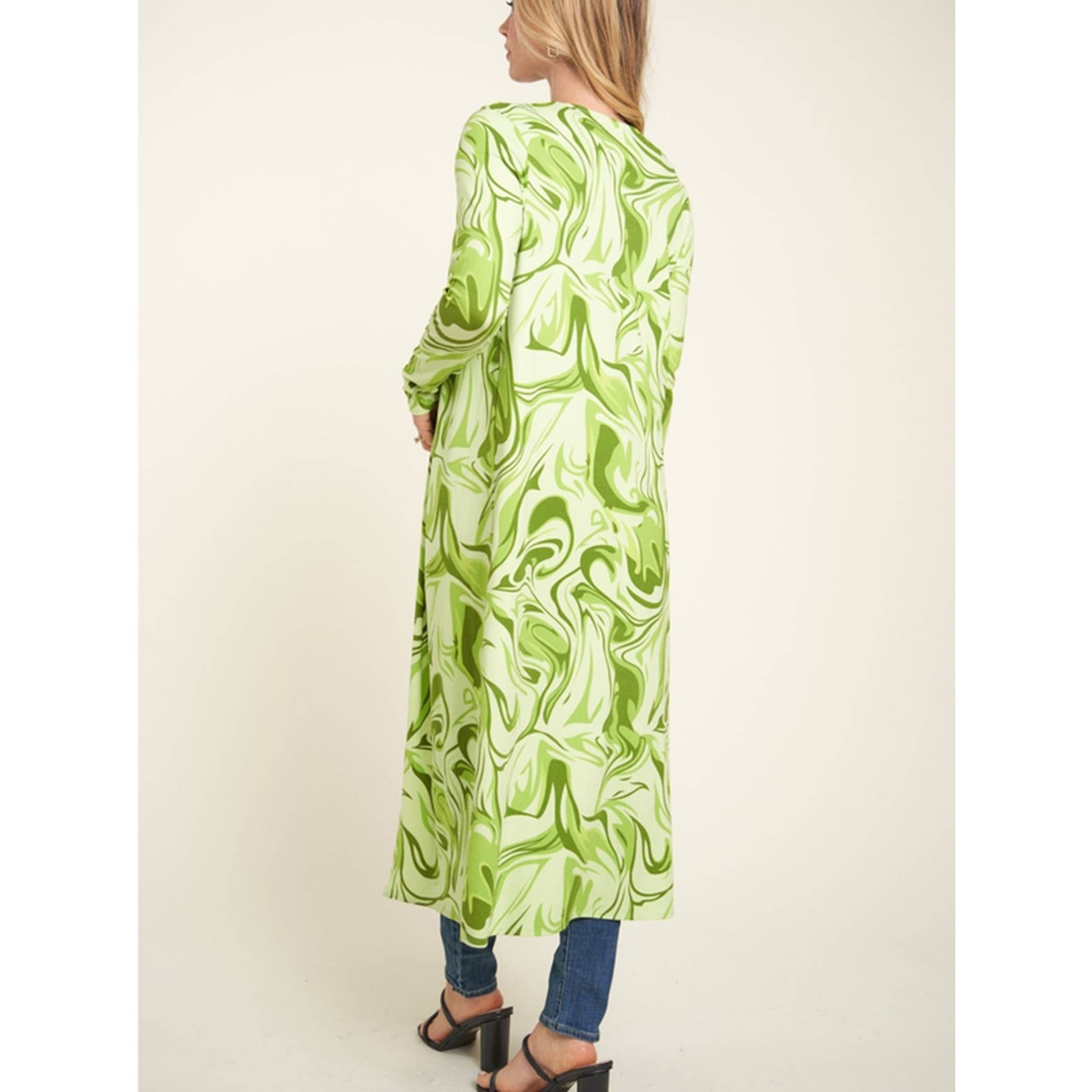 Timeless - Wholesale Cardigan - Women's - Knee Length Printed Long Sleeve Cardigan7