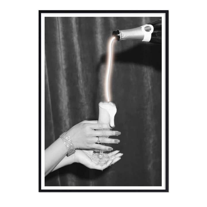 Quadro Bar Restaurant Neon Champagne sur batterie pour la vente par Woooow Arte