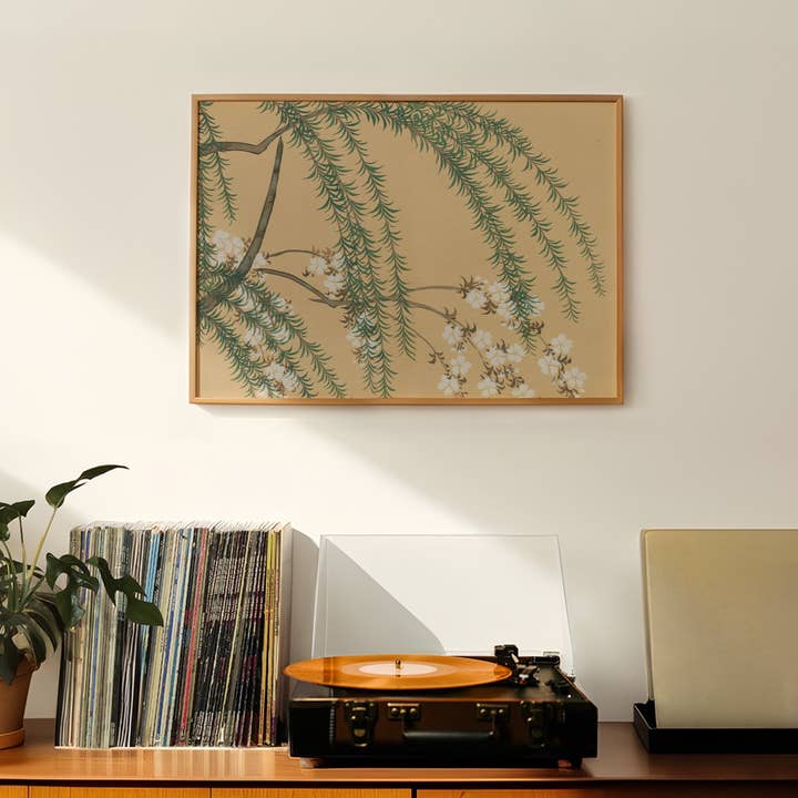 Ink & Drop - Wholesale Art Print - Willow and Cherry Art Print by Kamisaka Sekka