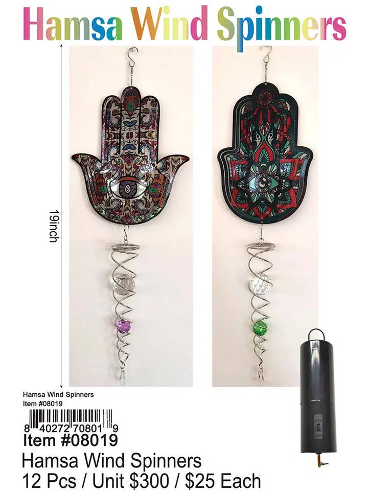 Hamsa Wind Spinners . for wholesale by Puka Creations