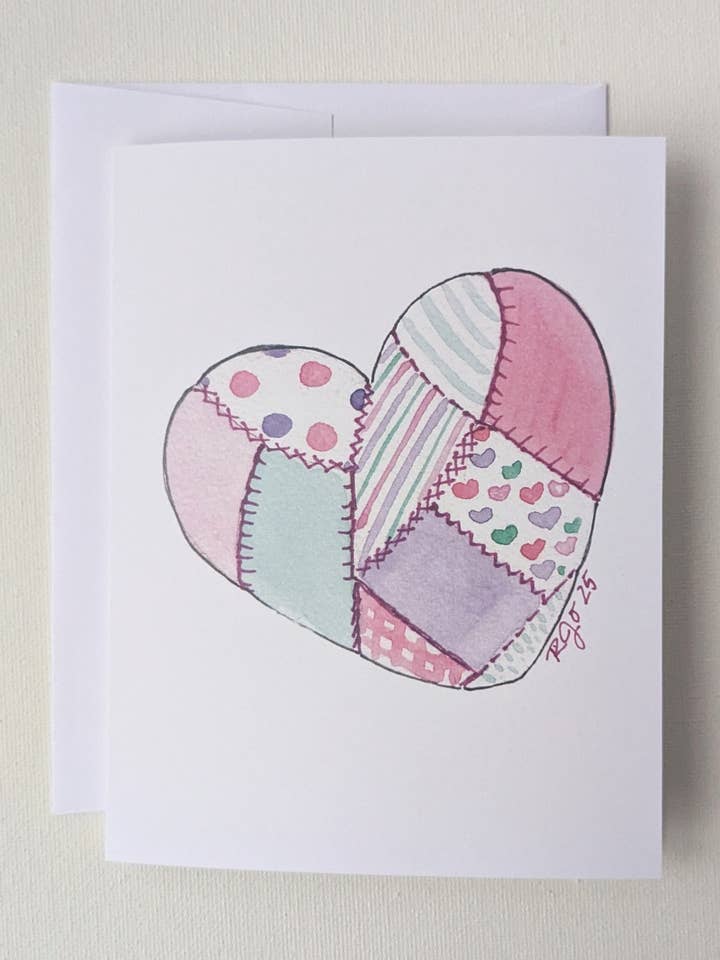 Quilted Heart Greeting Card for wholesale by Robynnotes, LLC