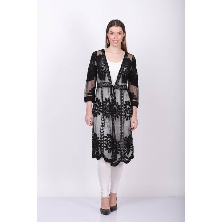 Lace Crochet Duster for wholesale by Le Styles