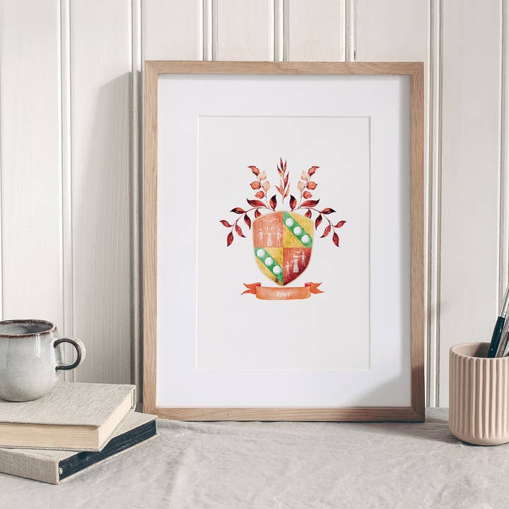 Impression d'art en style aquarelle du blason Egan pour la vente par Minikin Studio