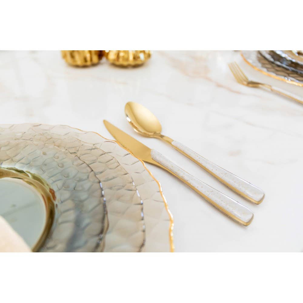 AULICA - Wholesale Assorted Cutlery Set - 24-piece gold cutlery set with glitter handles3