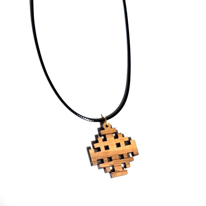 Eclectic Woodchuck – Engroshandel Halskæde med vedhæng – Jerusalem Cross Abalone og oliventræ vedhæng2