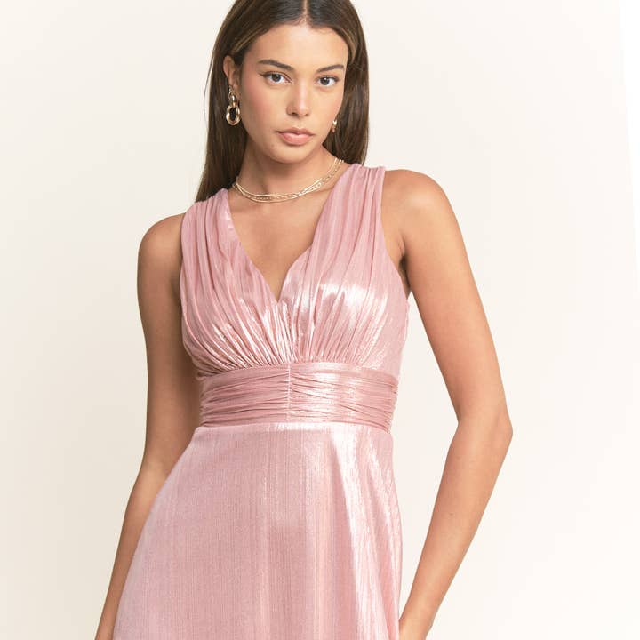 METALLIC RUCHED FULL DRESS-7103-D2 for wholesale by YNEZ