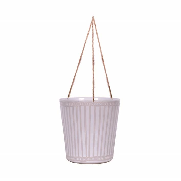 Blue Sky Clayworks - Wholesale Hanging Planter - 6.5" Hanging Angelo Strip Flower Pot0