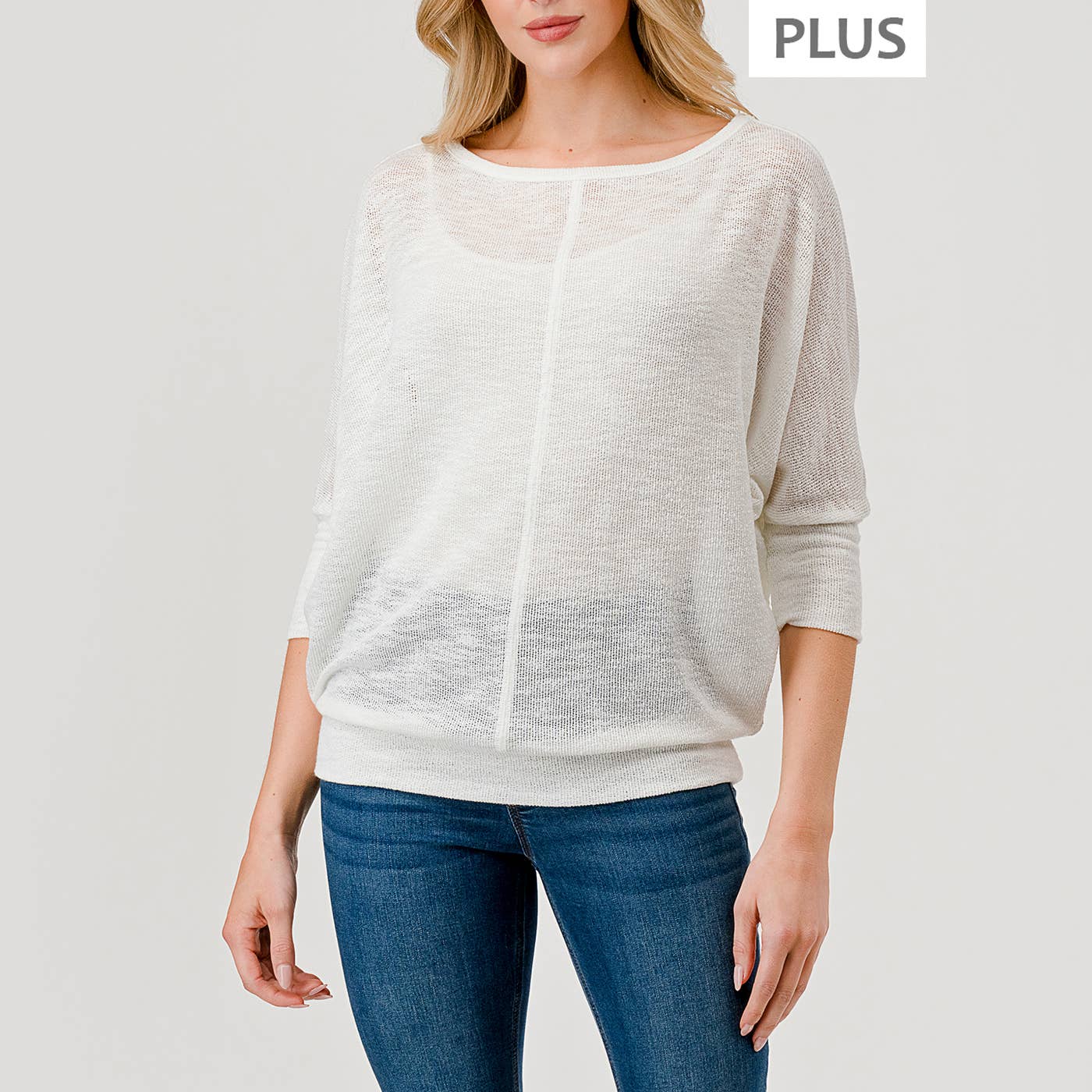 Heimious - Vente Haut en maille – femme - Haut à manches 3/4 à texture flammée à manches Dolman, grande taille, T813-PL12