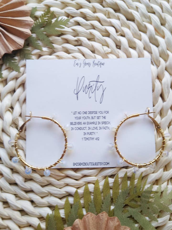 Créoles The Purity, bijoux chrétiens, boucles d'oreilles en or pour la vente par Light Jewelry Co