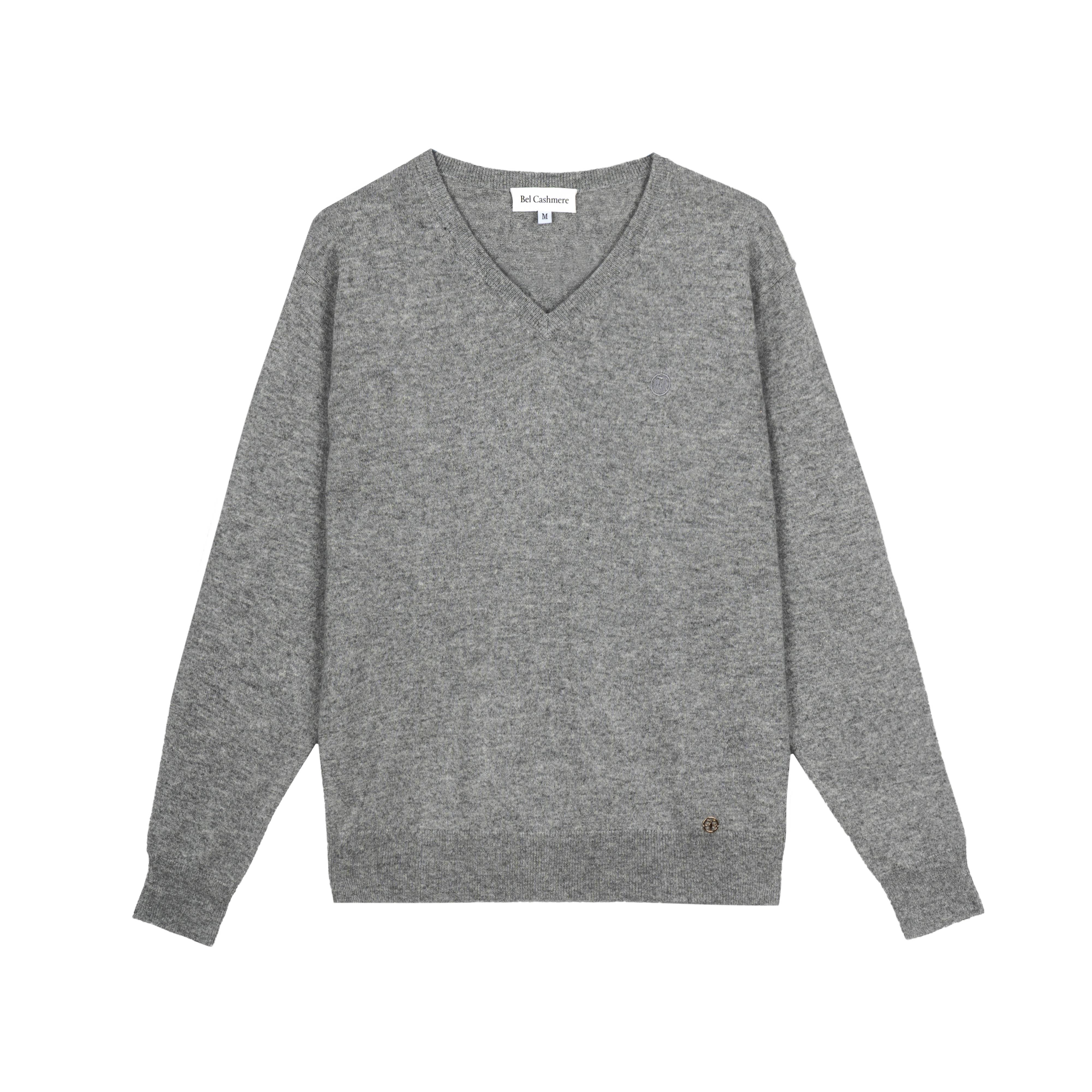 Bel Cashmere S.C. - Vente Pull en maille – homme - Pull en cachemire à col en V pour homme gris1