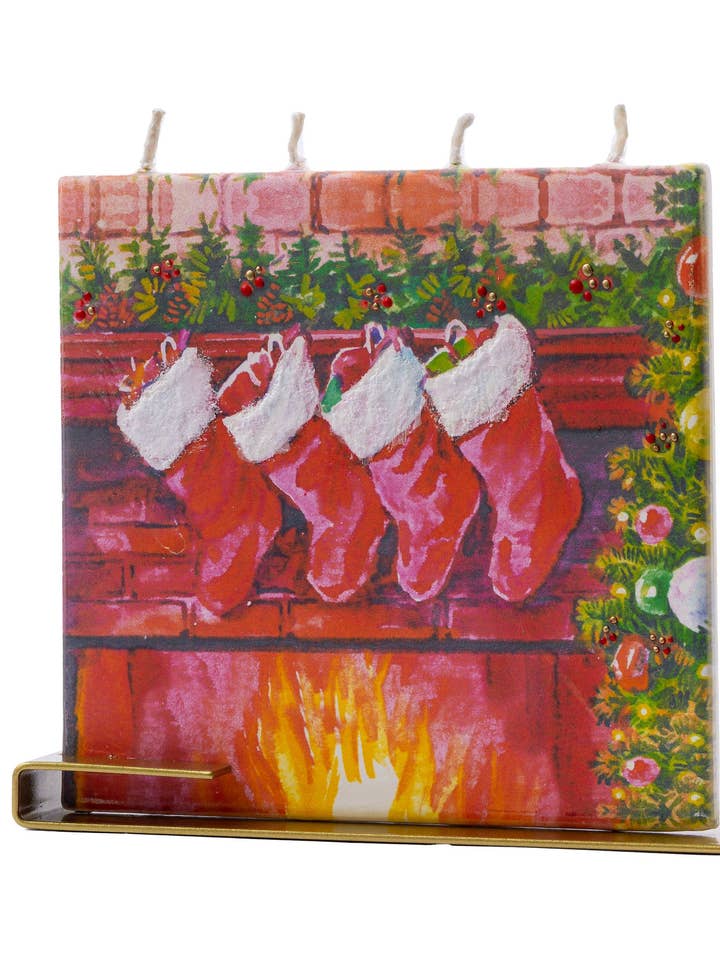 Platte handgemaakte kaars-vierkante kousen boven open haard voor wholesale door Flatyz EU