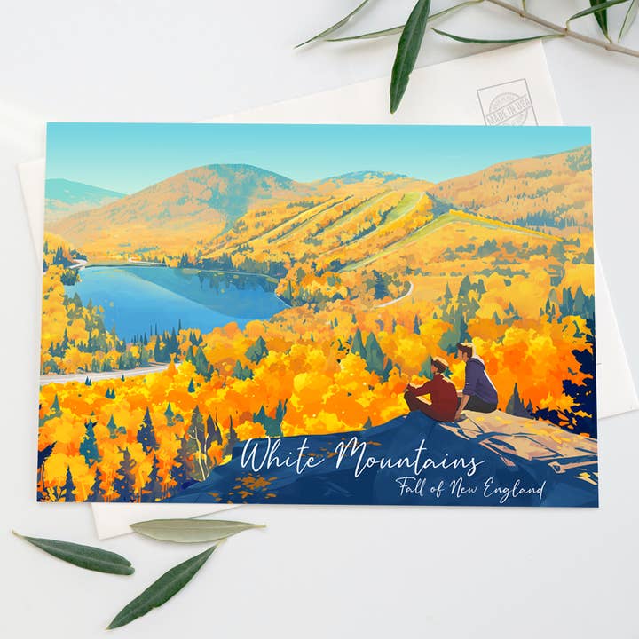 Massachusetts Postcard - White Mountains, New England for wholesale by anyangartStudio