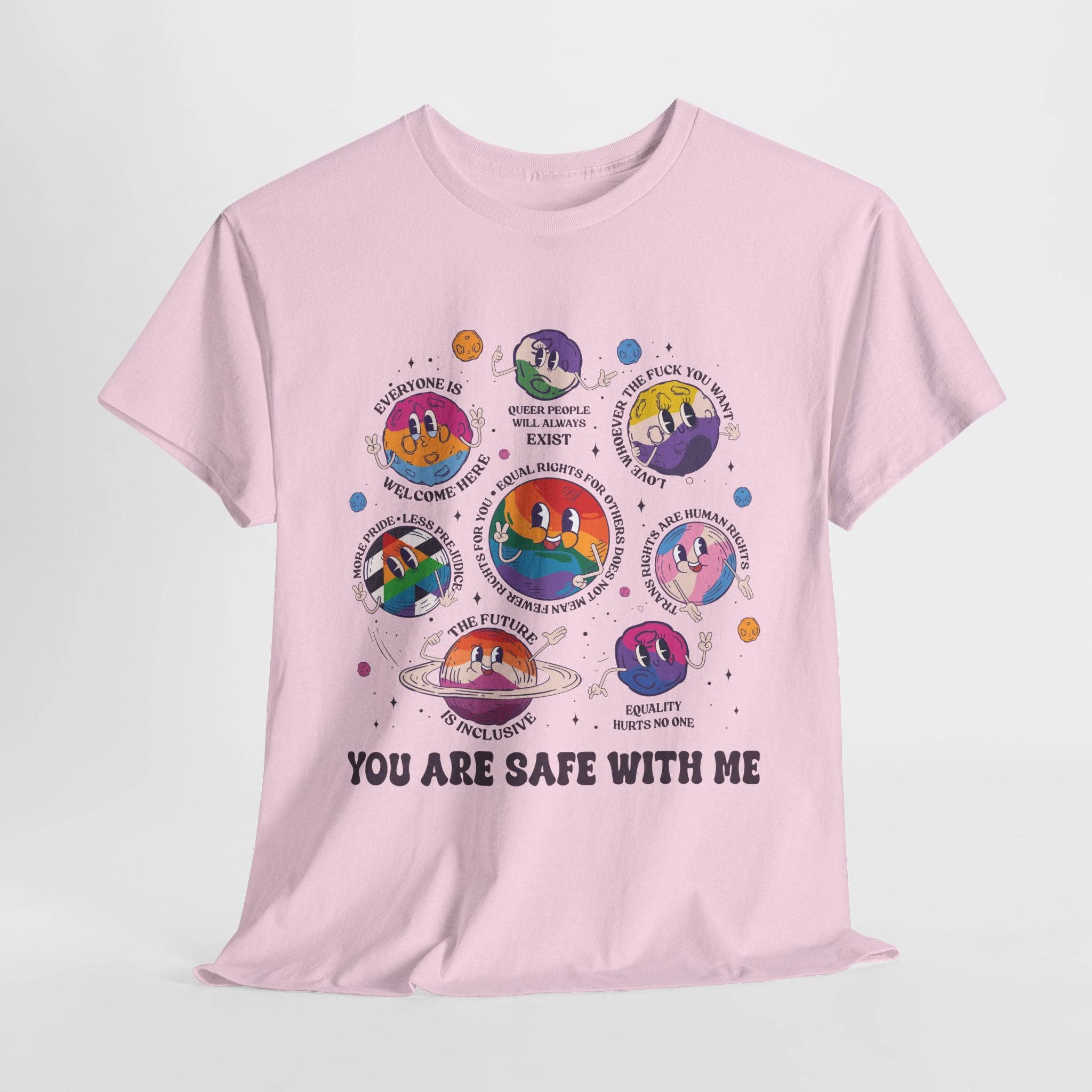 Kennidi Co. - Wholesale Screen Printed T-Shirt - Unisex - You Are Safe With Me- LGBTQIA+ Ally T-shirt3