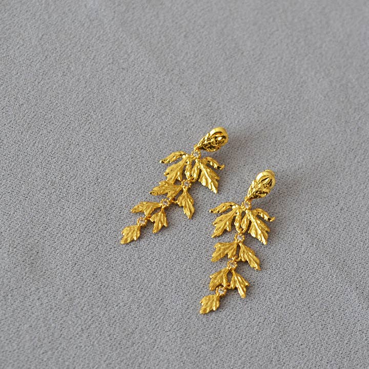 Revelari - Wholesale Dangle Earrings - Gold Leaf Dangle Earrings1