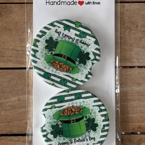 Happy St. Patrick's Day Ceramic Car Coaster for wholesale by TopShelf Designs LLC