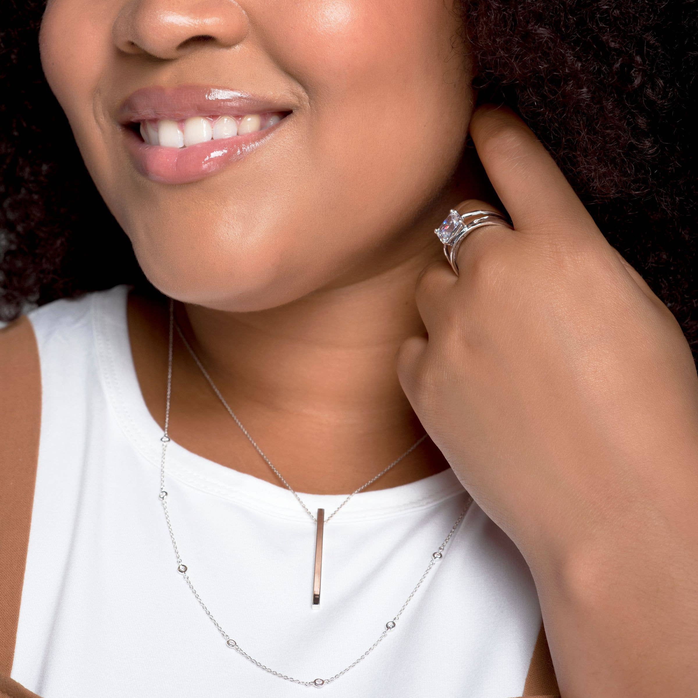 White Silpada Allium Necklace with Cubic Zirconia in Silver for wholesale on Faire6