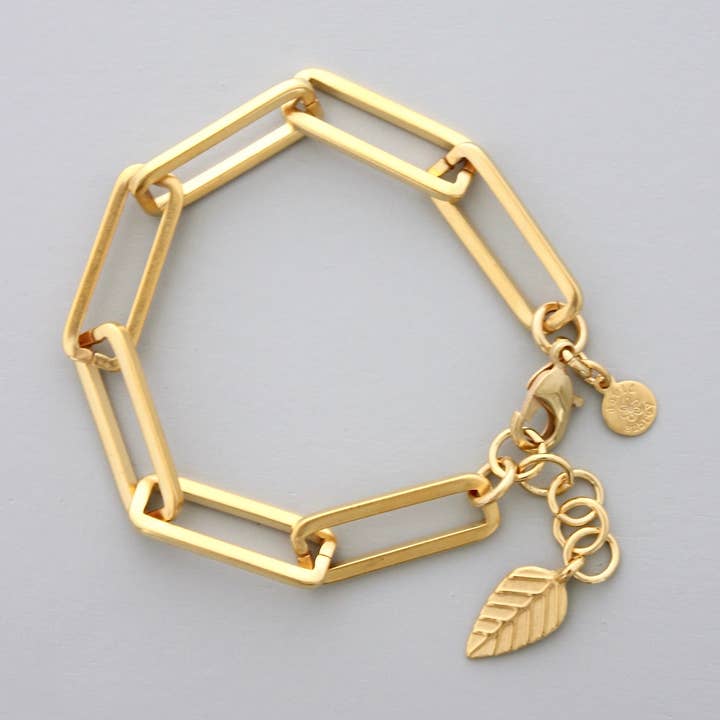 David Aubrey Jewelry - Wholesale Link & Chain Bracelet - DORB20 18k matte gold paperclip chain bracelet0