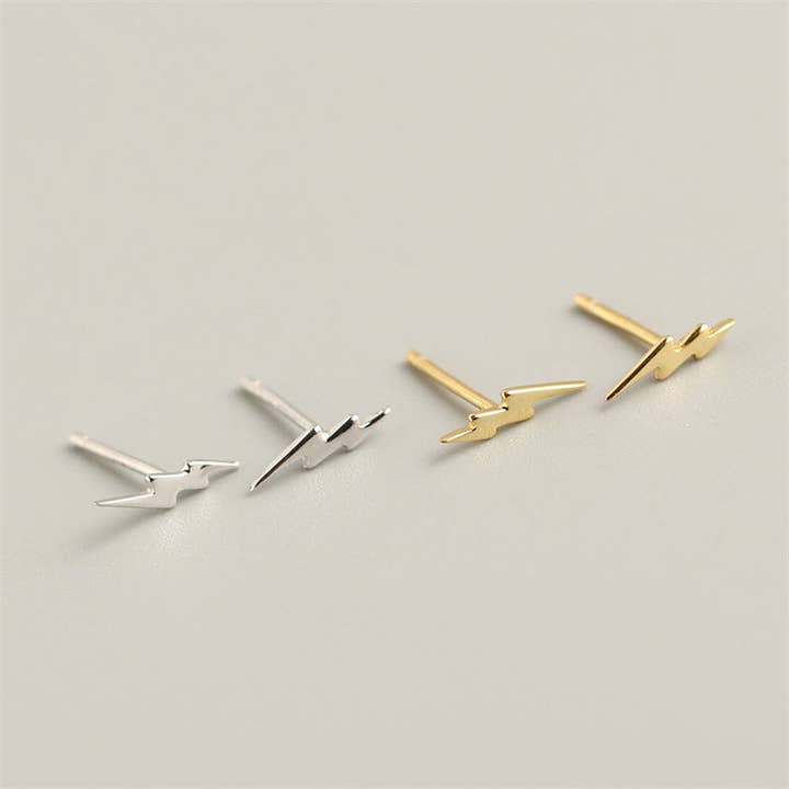 Perimade & Co. LLC - Wholesale Stud/Post Earrings - Lightning Bolt Thunderbolt Earrings in 925 Sterling Silver1