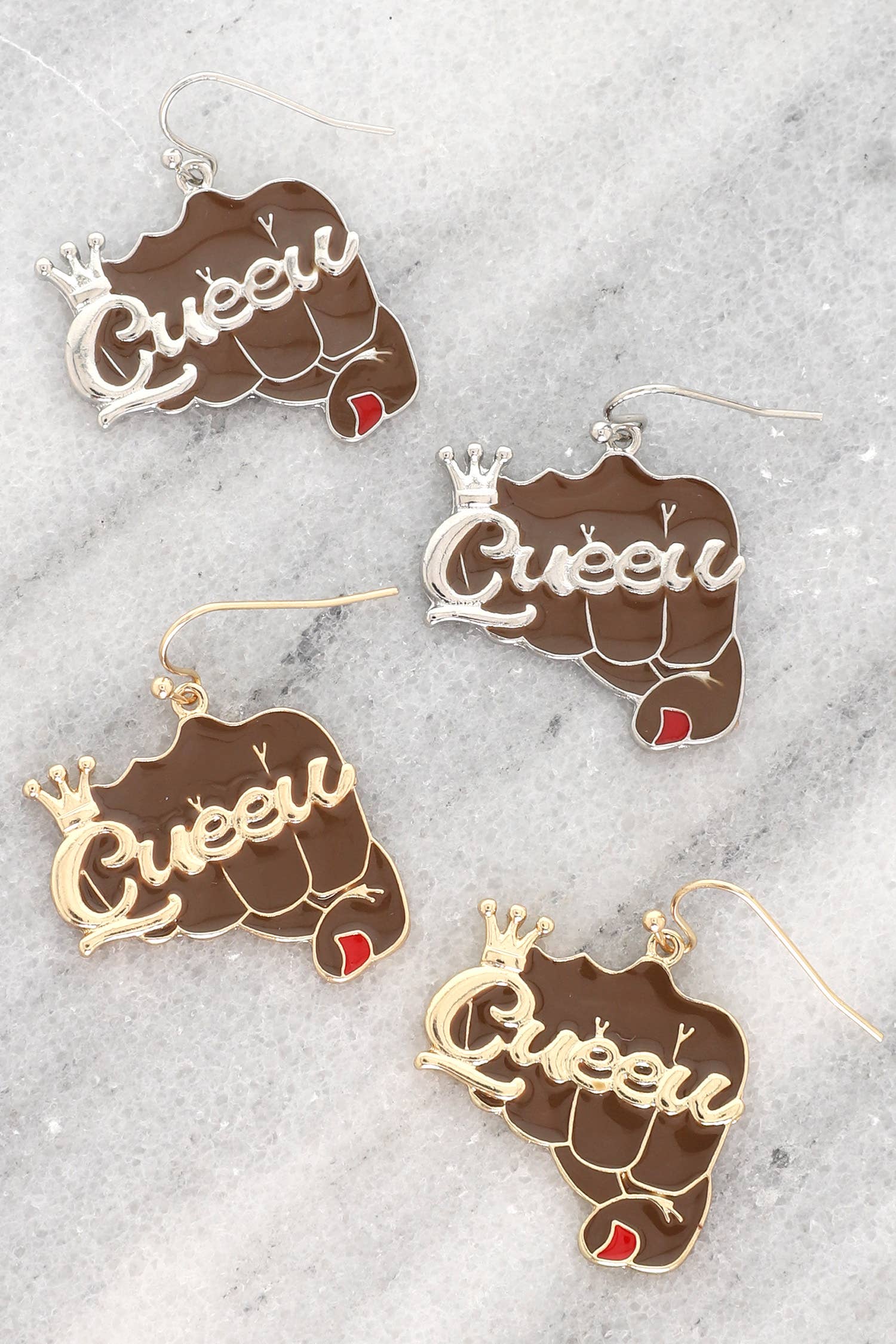 SP Sophia Collection - Wholesale Dangle Earrings - Black Power Fist Enamel Earrings1