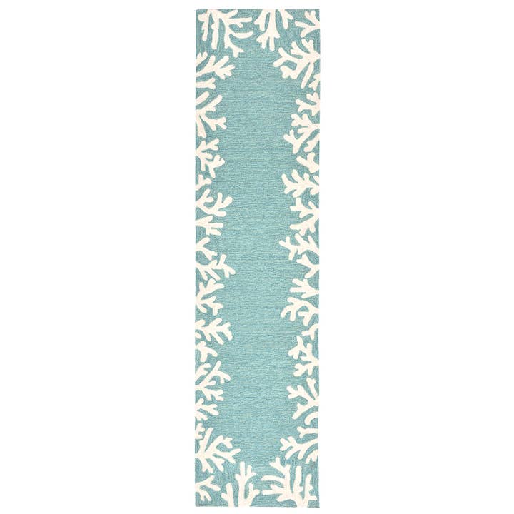 Aqua Capri Coral Border Indoor/Outdoor Rug for wholesale on Faire