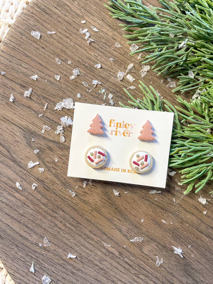 Handgefertigte Fimo-Ohrringe | Einzigartige Geschenke für sie | Hypoallergene Ohrstecker | Zuckerkekse | Strumpfwaren für den Großhandel von Finley River | Trendy Polymer Clay Earrings | Hypoallergenic