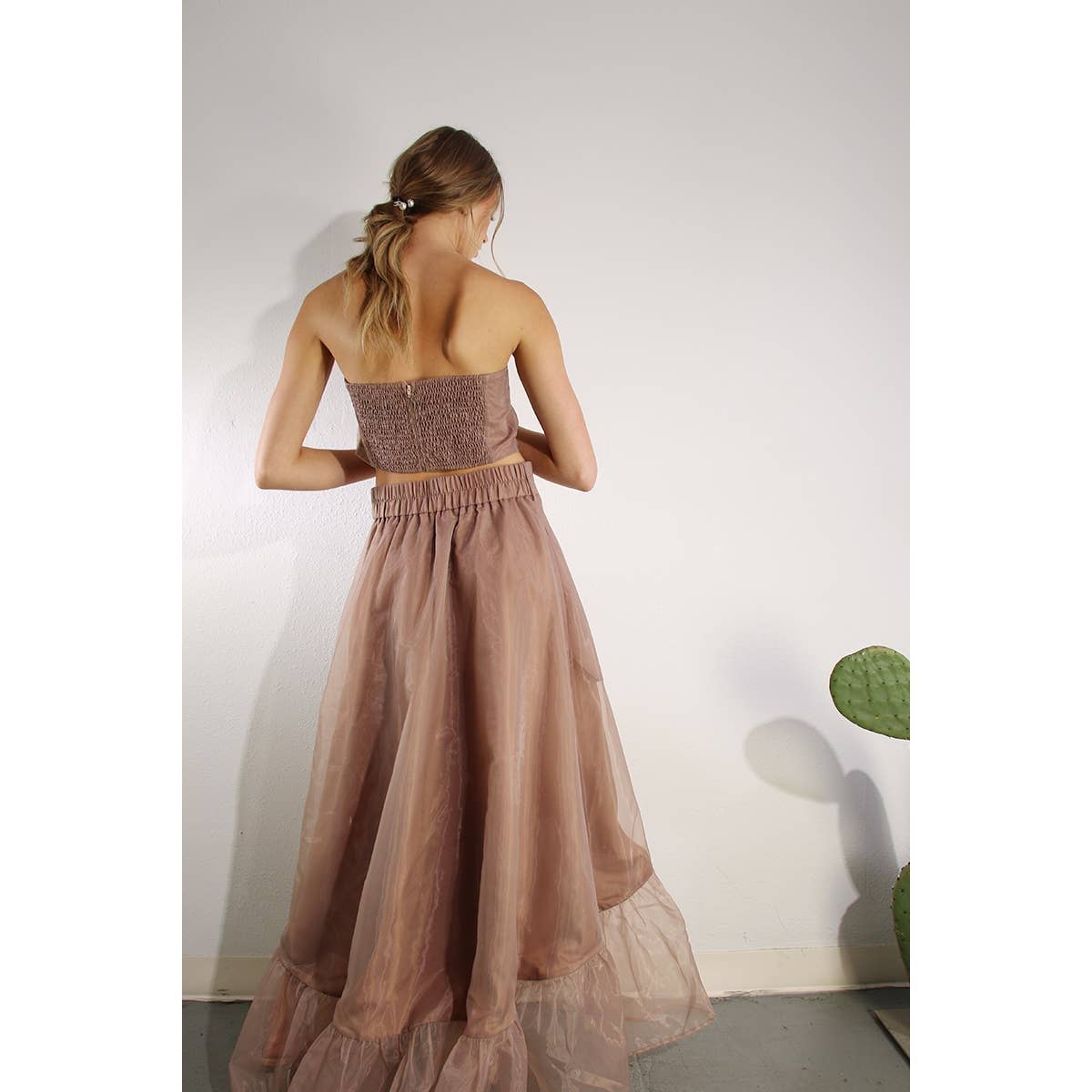 ROZE MAUVE Set met bloemen top en gevoerde microgeplooide rok voor groothandel op Faire11