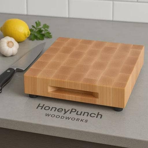 Handmade Maple End Grain Cutting Board 10 x 10 x 2 for wholesale by HoneyPunch Woodworks