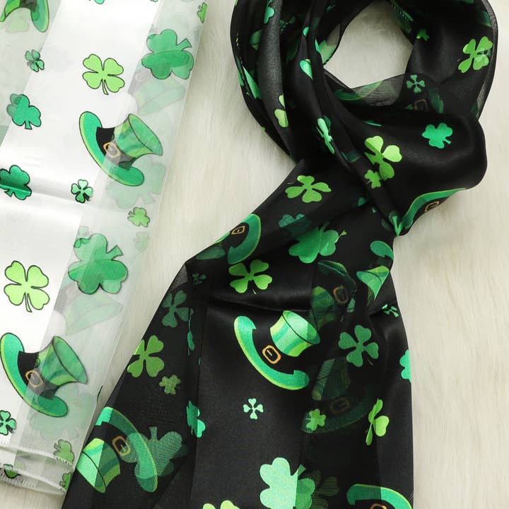 Saint Patrick's Day Leprechaun Hat Shamrock Clover Scarf for wholesale by SP Sophia Collection