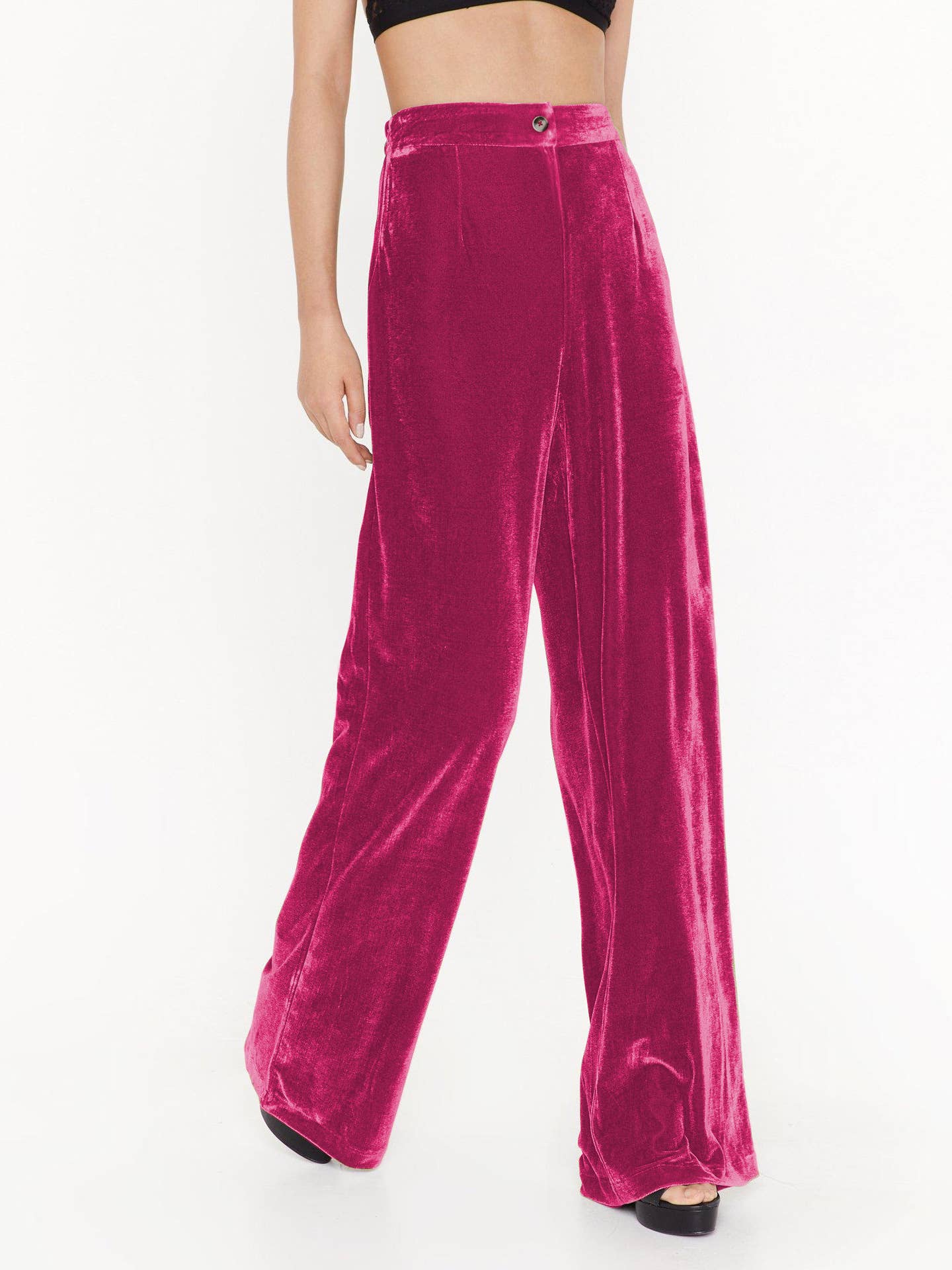 Sweetkama - Wholesale Pants - Women's - Solid Color Casual Style Wide Leg Velvet Pants GKBE0019