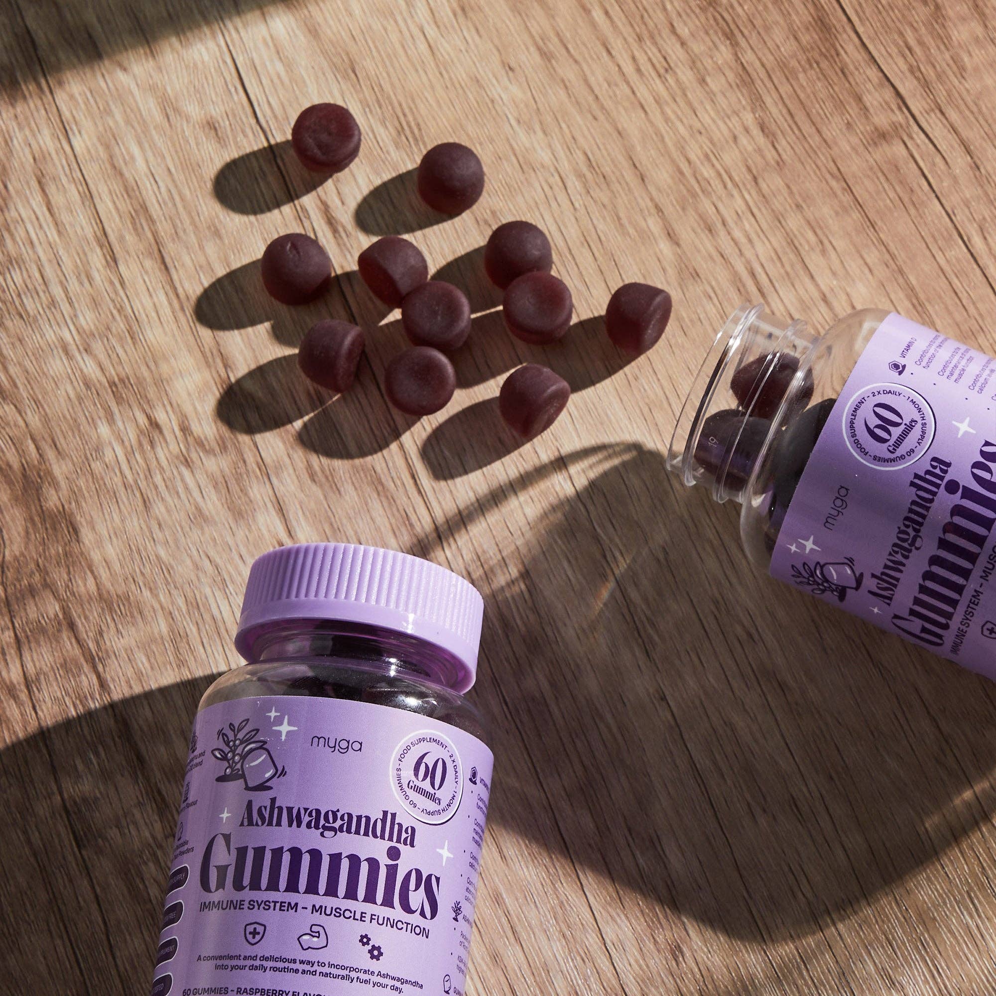 Myga – Großhandel Nahrungsergänzungsmittel/Vitamin zum Einnehmen – Myga Ashwagandha-Gummibärchen – Veganer Himbeer-Wellness-Boost8