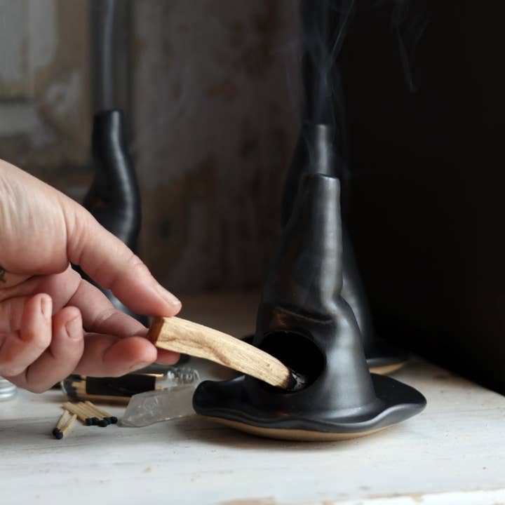 Gravesco Pottery - Wholesale Incense Holder - Witch Hat Incense Burner | Black Stoneware Handmade Ceramic2