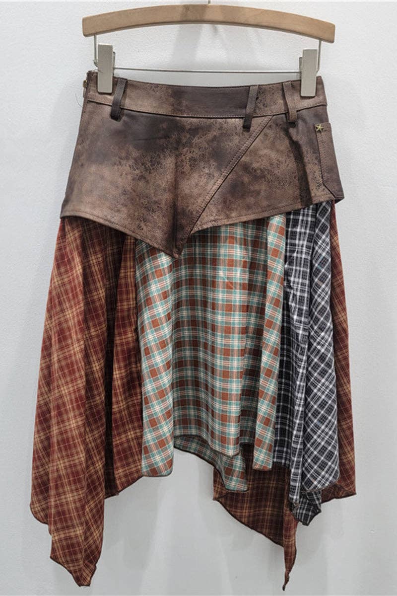 Mccolin – Großhandel Rock – Damen – Asymmetrischer Patchwork-Midirock1