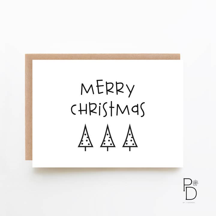 Tarjeta Mono Merry Christmas para venta al por mayor de Paper Daisies by j'adorne