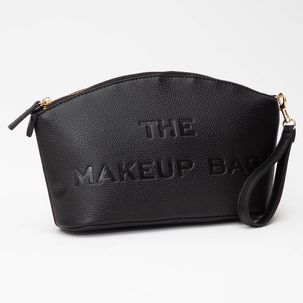 Sensibling Corp. - Wholesale Make-up tas/toilettas - Make-uptasje van kunstleer met opdruk "THE MAKEUP BAG" en polsriem0