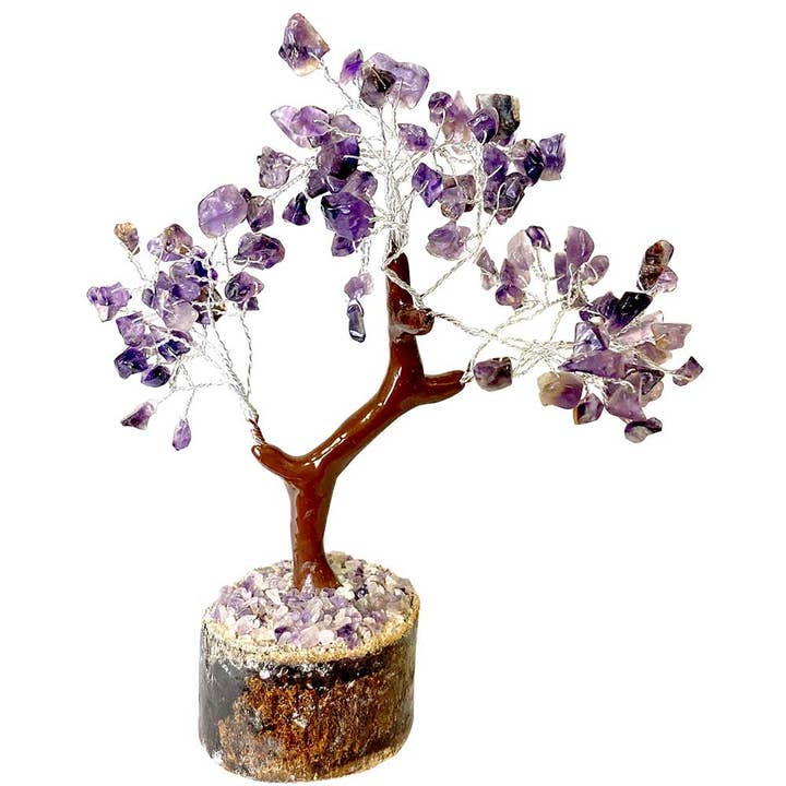 Kheops International inc. - Wholesale Decorative Tabletop Object - Gemstone Bonsai/Amethyst-100 Beads 9"