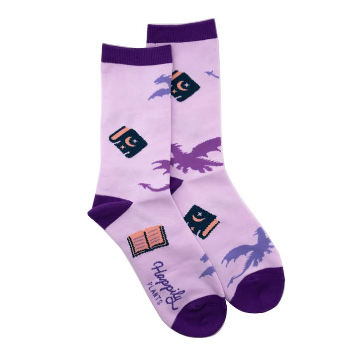 Happily Plants - Wholesale Socks - Unisex - Fantasy Dragon Books Socks - Cotton Blend Unisex4