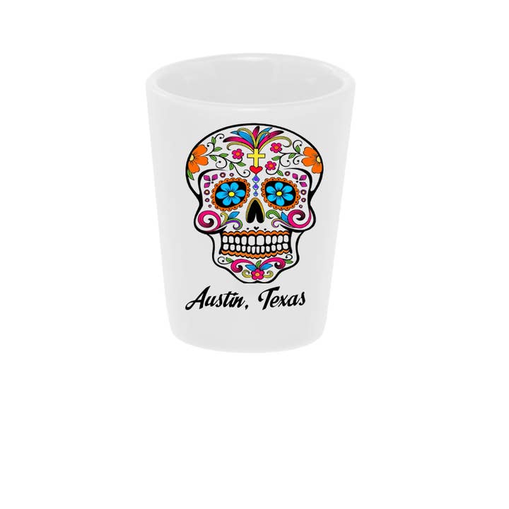 Bronze Baboon - Wholesale Shot Glass - Sugar Skull Shot Glass 1.5oz  Day of the Dead