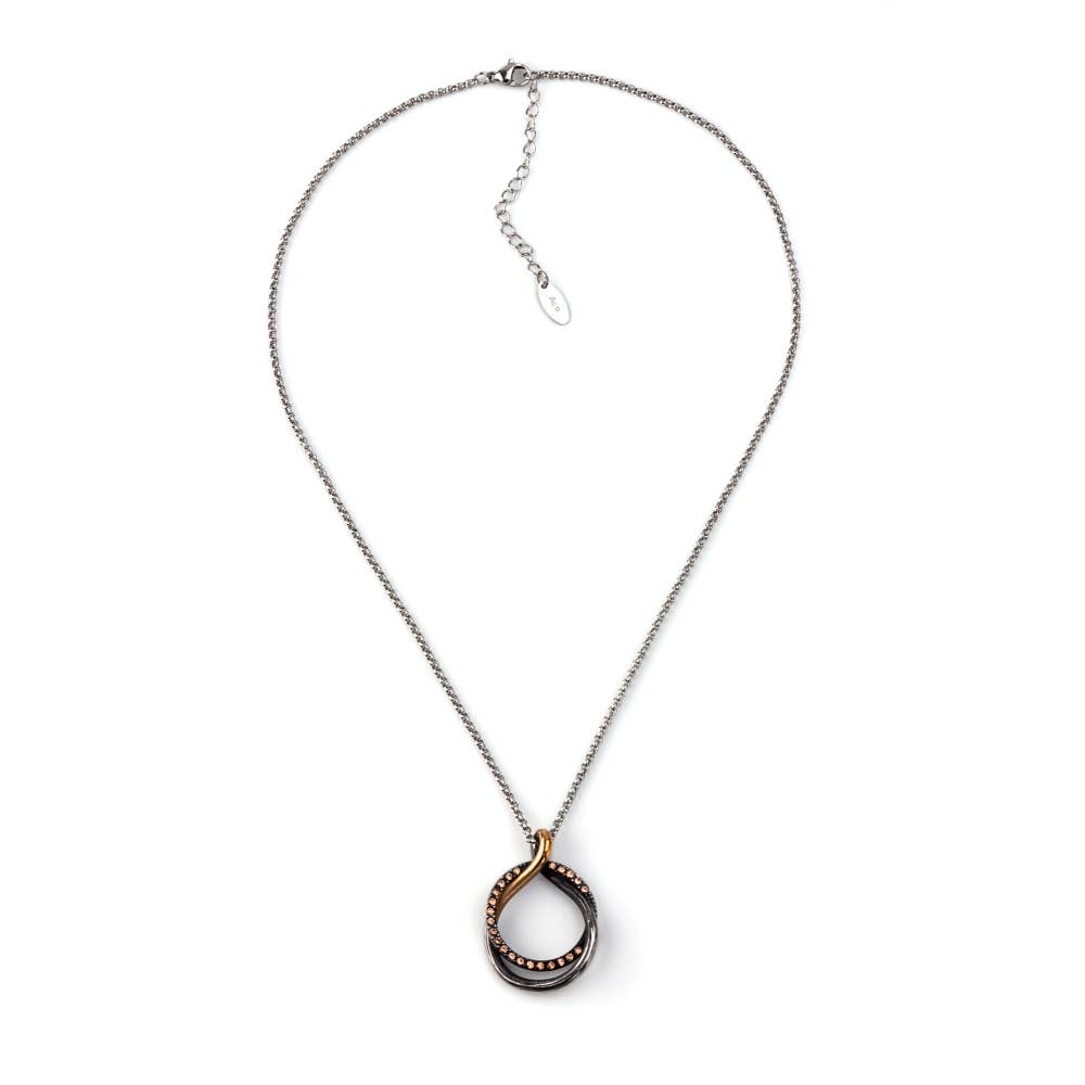 Shebiju - Wholesale Link & Chain Necklace - Steel Necklace with Pink Diamonds0