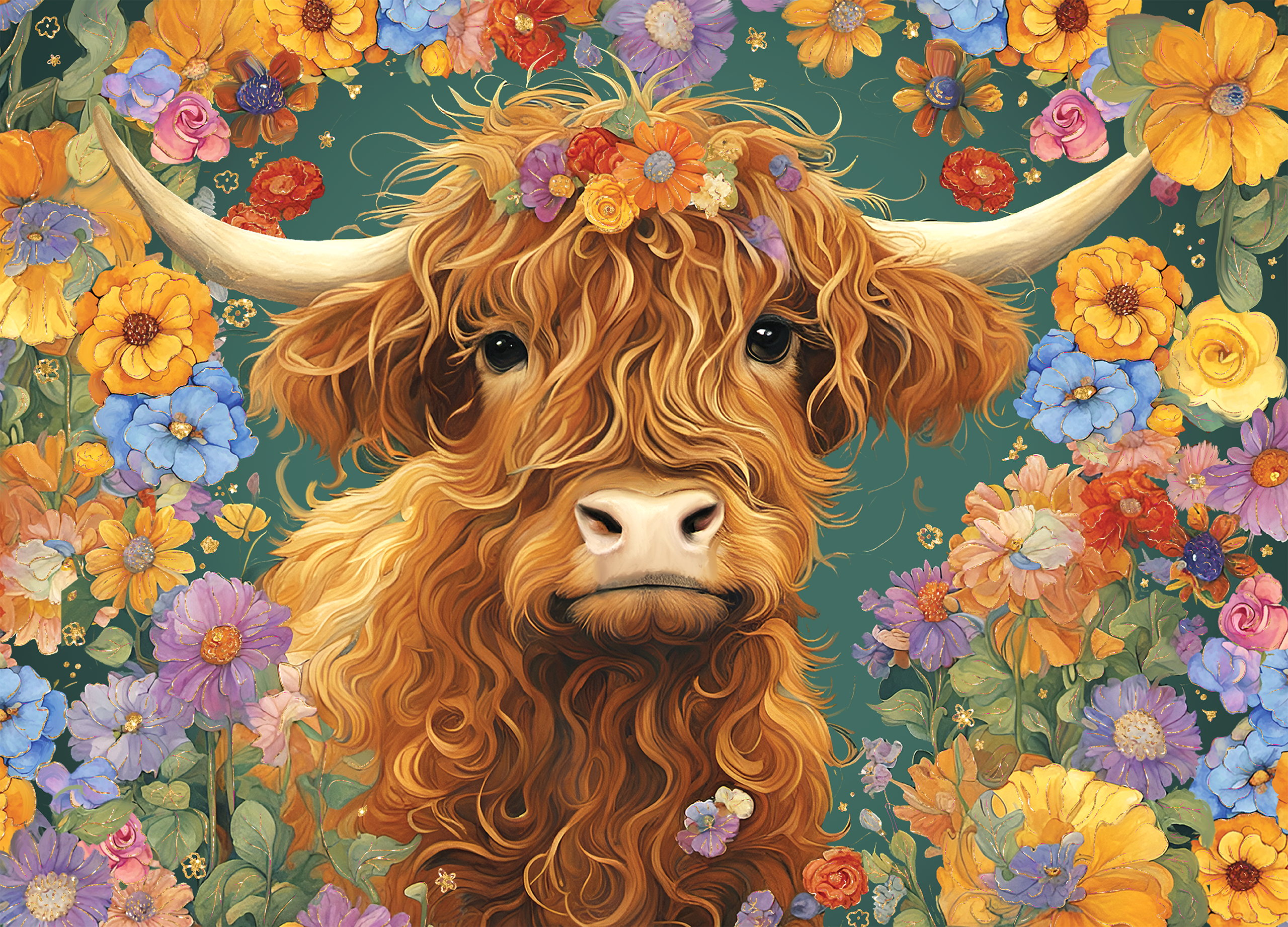 Peter Pauper Press - Wholesale Puzzle - Adult - Highland Cow 500-Piece Jigsaw Puzzle1