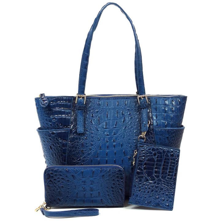 M&M HANDBAGS, LLC. - Wholesale Tote Bag - Women's - AC1009W Croc Alligator 3-in-1 Shopper Set8
