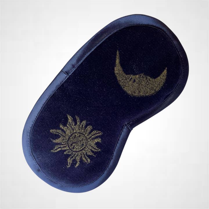 Midnight Blue velvet Sun & Moon lavender infused eye mask for wholesale by Raina Atelier