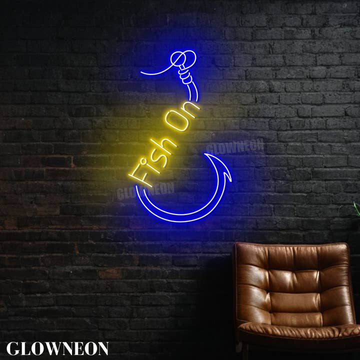 Glow Neon - Wholesale Neon Sign - Fish Hook Led Wall Art, Fishing Club Open Neon Wall Decor3