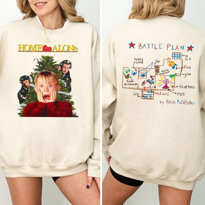 TheKingShirt - Wholesale Graphic Sweatshirt - Women's - Kevin Mccallister Battle Plan Christmas - Home Alone