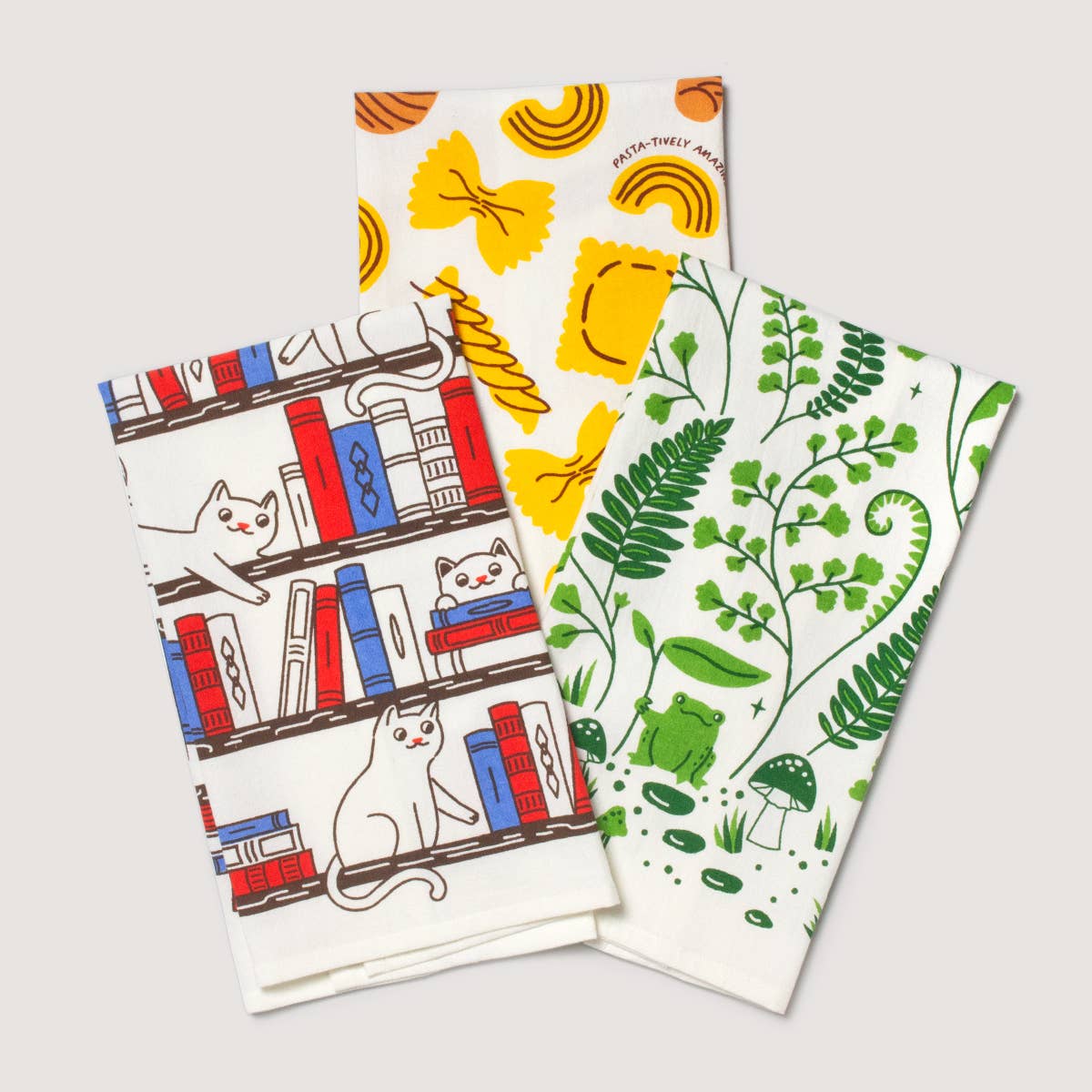Seltzer Goods - Wholesale Tea Towel - Bookshelf Cats Tea Towel2