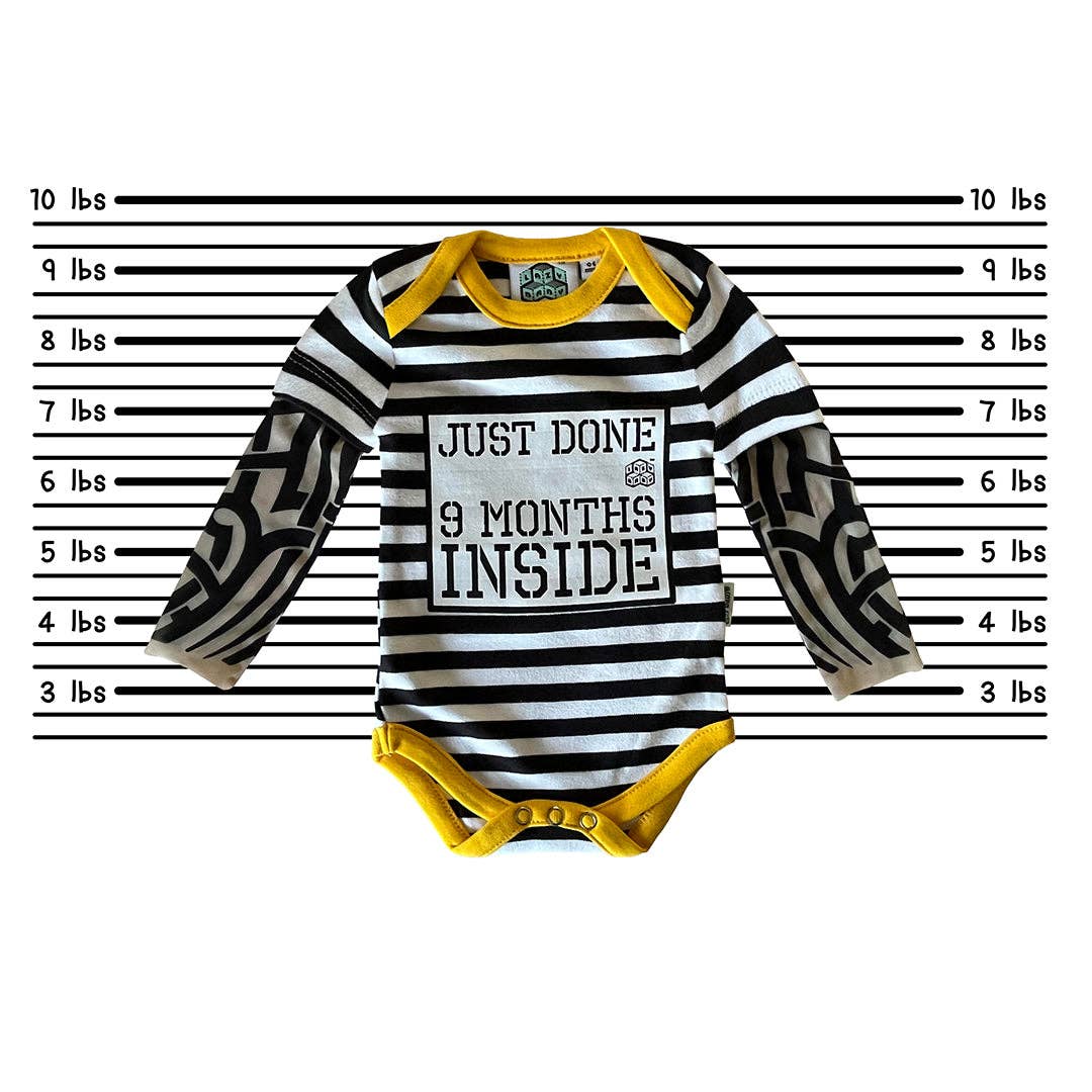 Lazy Baby® – wholesale Bodysuit (non-footed) – Baby – Just Done 9 Months Inside® Baby Tattoo Sleeve Stripy Vest5