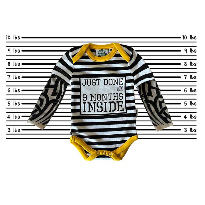 Lazy Baby® – wholesale Bodysuit (non-footed) – Baby – Just Done 9 Months Inside® Baby Tattoo Sleeve Stripy Vest5