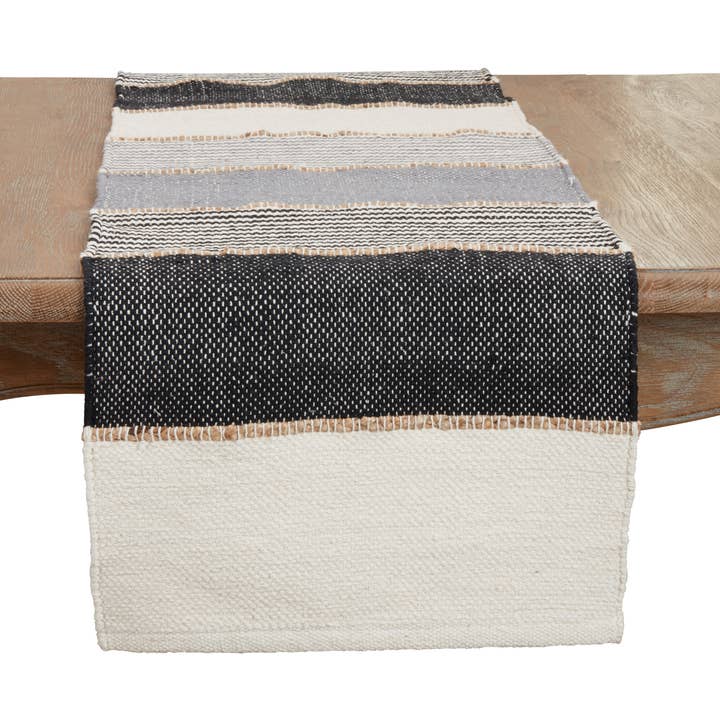 Jute Accent Stripe Bordløber for engroshandel hos Saro Lifestyle