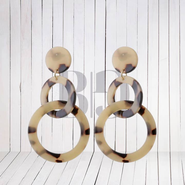 Linked Ring Acrylic Earrings Interlocking Circle Pattern for wholesale by BG & Accessories